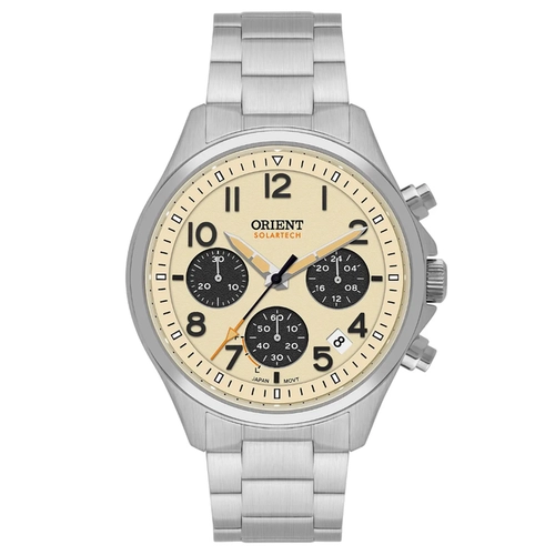 Relógio Orient Solartech Elite Land Cronógrafo Masculino - MBSSC290 T2SX Bege