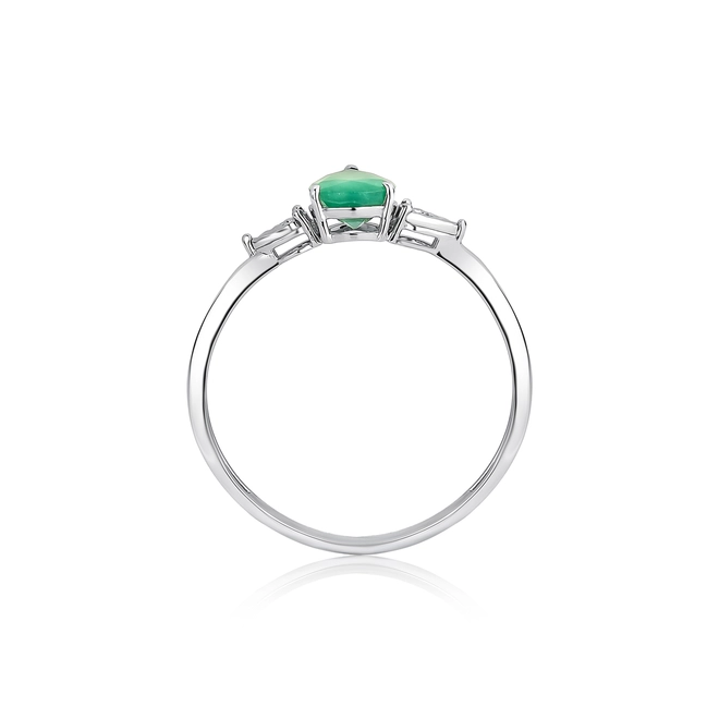 Anel gota de Esmeralda ouro branco 18k com 1pt de Diamante 2