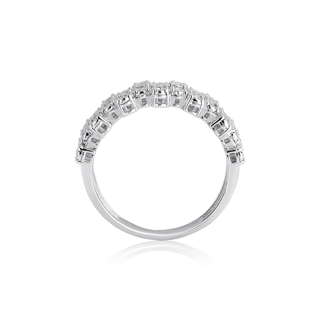 Anel de Diamantes ouro branco 18k cravação Illusion 2