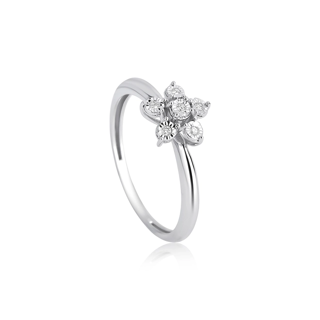 Anel Flor ouro 18k com 3pts de Diamantes 1