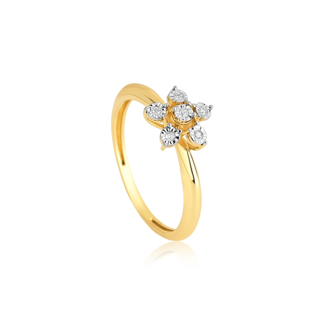 Anel flor ouro branco 18k com 3pts de Diamantes 1