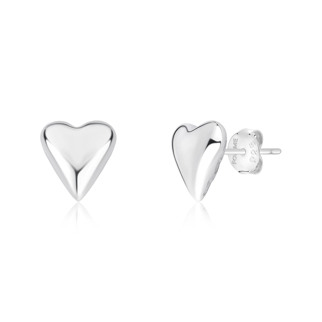 Brinco For Love Stud prata 925 rodinado coração liso polido 1