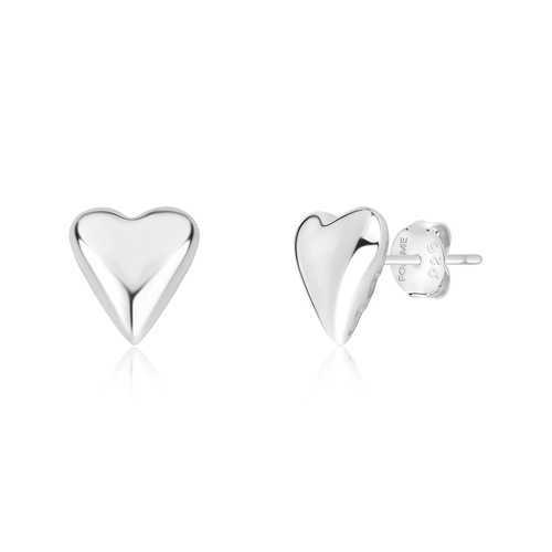 Brinco For Love Stud prata 925 rodinado coração liso polido