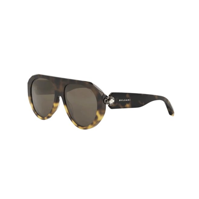 Óculos de Sol Bvlgari BV40060I_5656N Acetato Marrom Mesclado com lentes na cor Verde 1