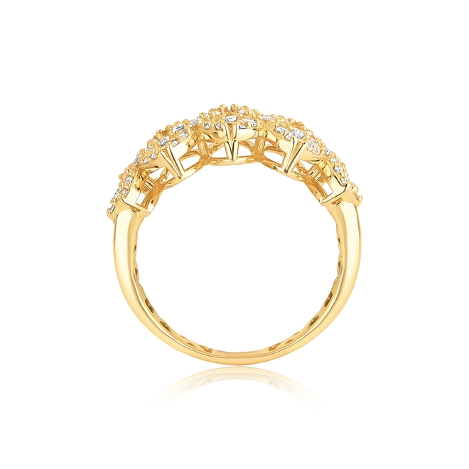 Anel flores ouro 18k com 58,5pts de Diamantes 2