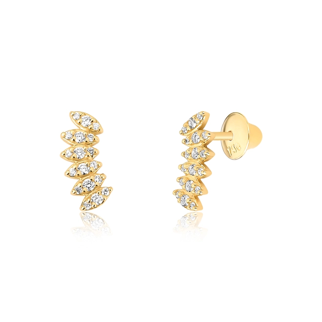 Brinco Ear Cuff ouro 18k navetes de Diamantes 1