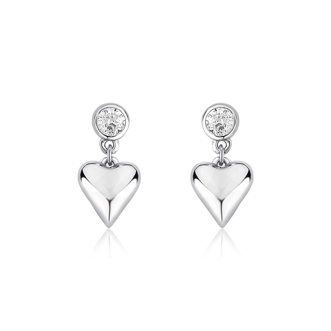 Brinco For Love pingente coração prata 925 rodinada com Zircônia 1