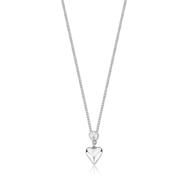 Gargantilha For Love corrente prata 925 com Zircônia e pingente coração polido 1