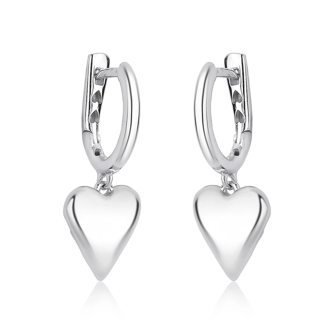 Brinco For Love argola click prata 925 com pingente coração polido 1