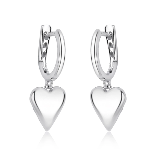 Brinco For Love argola click prata 925 com pingente coração polido