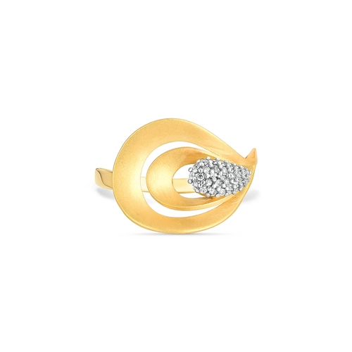 Anel geométrico gotas ouro 18k miolo de Zircônias rodinadas