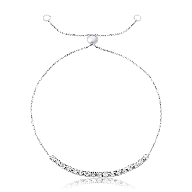 Pulseira Riva regulável ouro branco 18k Riviera com 10pts de Diamantes 1