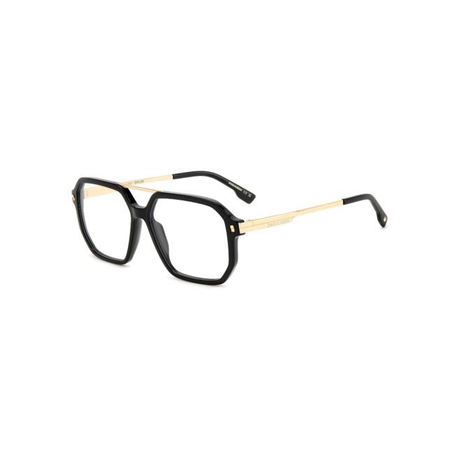 Óculos de Grau Dsquared2 D2 0123 2M2 5614 Acetato Preto e Dourado 1