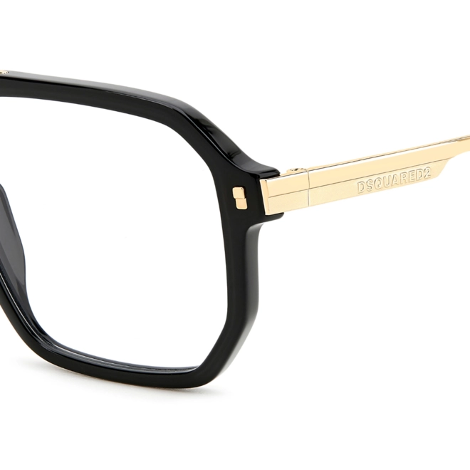 Óculos de Grau Dsquared2 D2 0123 2M2 5614 Acetato Preto e Dourado 4