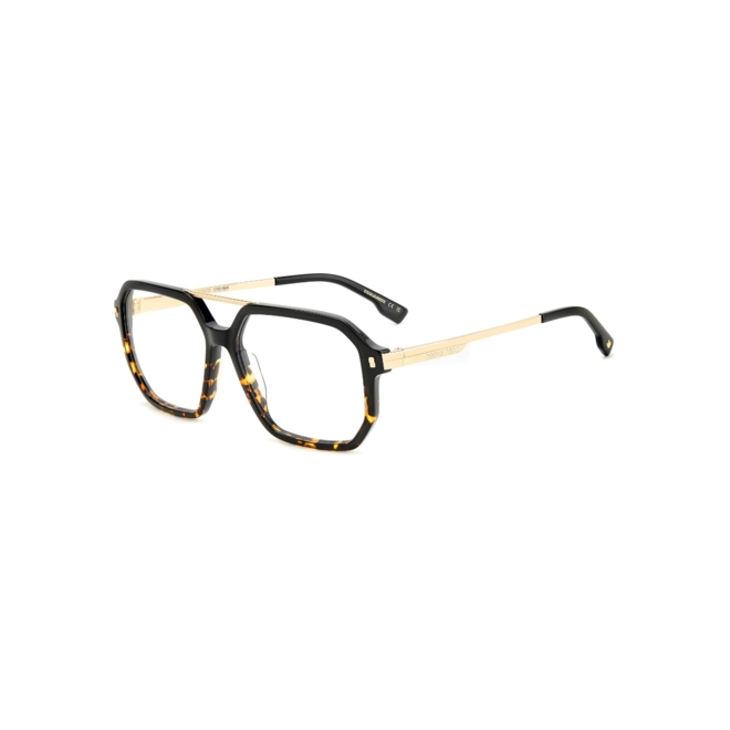 Óculos de Grau Dsquared2 D2 0123 WR7 5614 Acetato Marrom Mesclado e Dourado 1