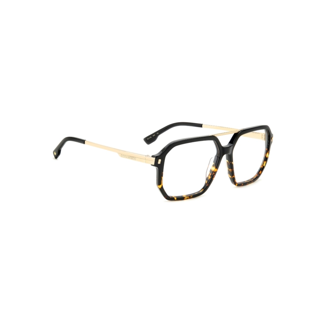 Óculos de Grau Dsquared2 D2 0123 WR7 5614 Acetato Marrom Mesclado e Dourado 3