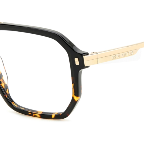 Óculos de Grau Dsquared2 D2 0123 WR7 5614 Acetato Marrom Mesclado e Dourado
