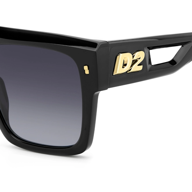 Óculos de Sol Dsquared2 D2 0127/S 807 569O Acetato Preto com lentes na cor Cinza Degradê 5