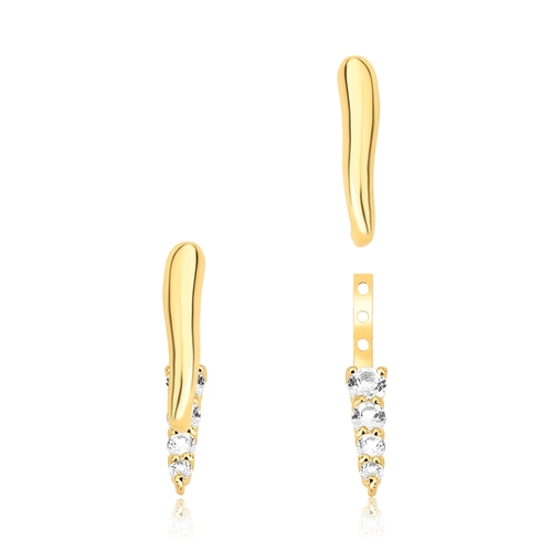 Brinco For me Organic Ear Jack prata 925 dourada com Topázios brancos