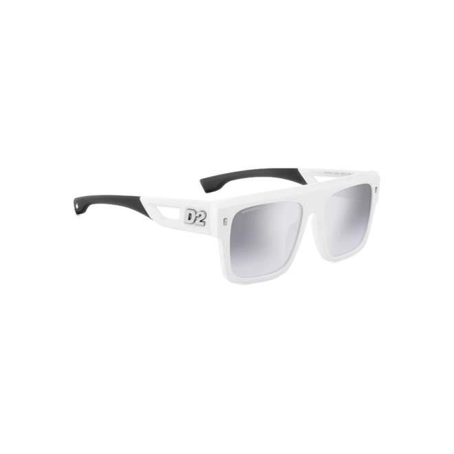 Óculos de Sol Dsquared2 D2 0127/S CCP 56IC Acetato Branco e Preto com lentes na cor Cinza Degradê Espelhado 3