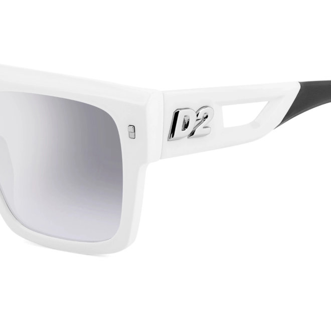 Óculos de Sol Dsquared2 D2 0127/S CCP 56IC Acetato Branco e Preto com lentes na cor Cinza Degradê Espelhado 5