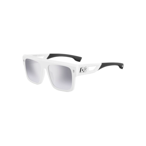 Óculos de Sol Dsquared2 D2 0127/S CCP 56IC Acetato Branco e Preto com lentes na cor Cinza Degradê Espelhado