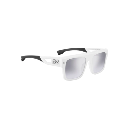 Óculos de Sol Dsquared2 D2 0127/S CCP 56IC Acetato Branco e Preto com lentes na cor Cinza Degradê Espelhado