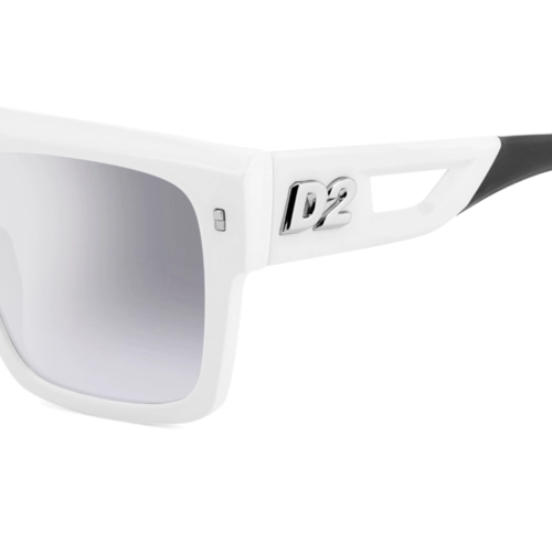 Óculos de Sol Dsquared2 D2 0127/S CCP 56IC Acetato Branco e Preto com lentes na cor Cinza Degradê Espelhado