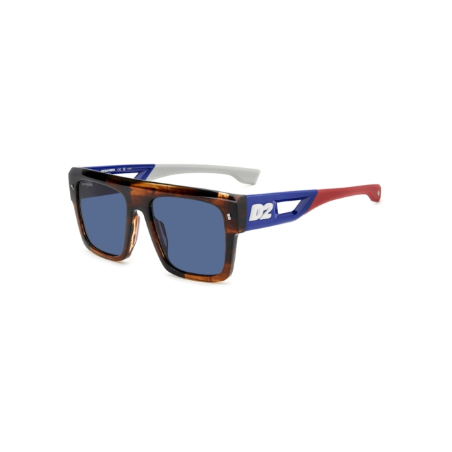 Óculos de Sol Dsquared2 D2 0127/S EX4 56KU Acetato Marrom Mesclado com lentes na cor Azul 1