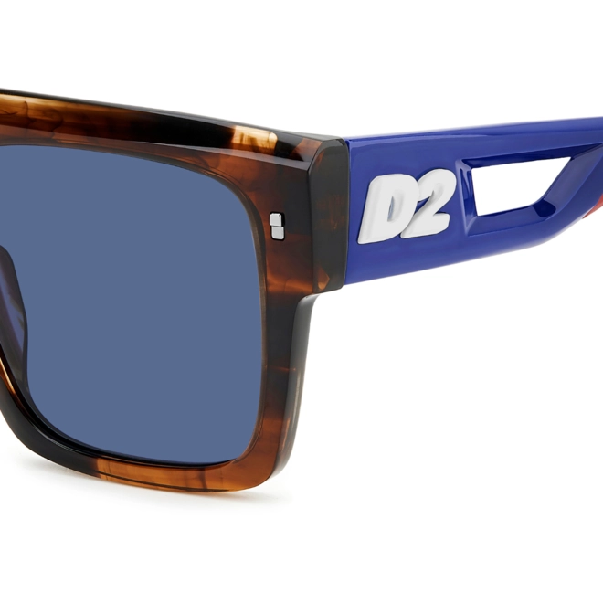 Óculos de Sol Dsquared2 D2 0127/S EX4 56KU Acetato Marrom Mesclado com lentes na cor Azul 5