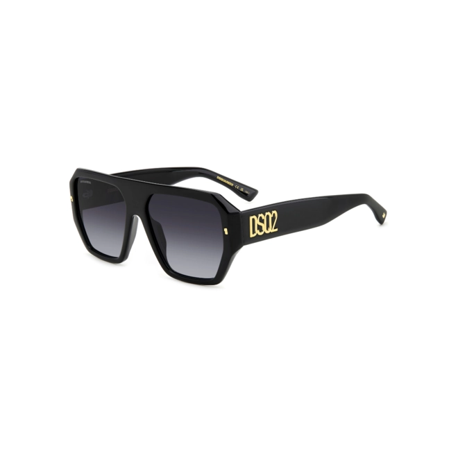Óculos de Sol Dsquared2 D2 0128/S 807 589O Acetato Preto com lentes na cor Cinza Degradê 1