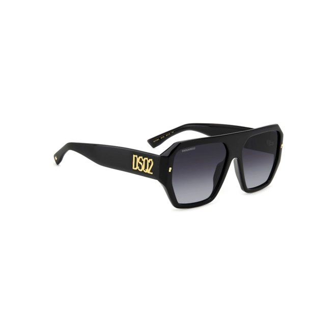 Óculos de Sol Dsquared2 D2 0128/S 807 589O Acetato Preto com lentes na cor Cinza Degradê 3