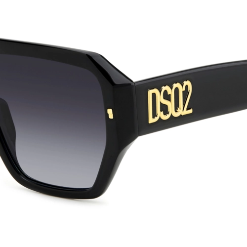 Óculos de Sol Dsquared2 D2 0128/S 807 589O Acetato Preto com lentes na cor Cinza Degradê