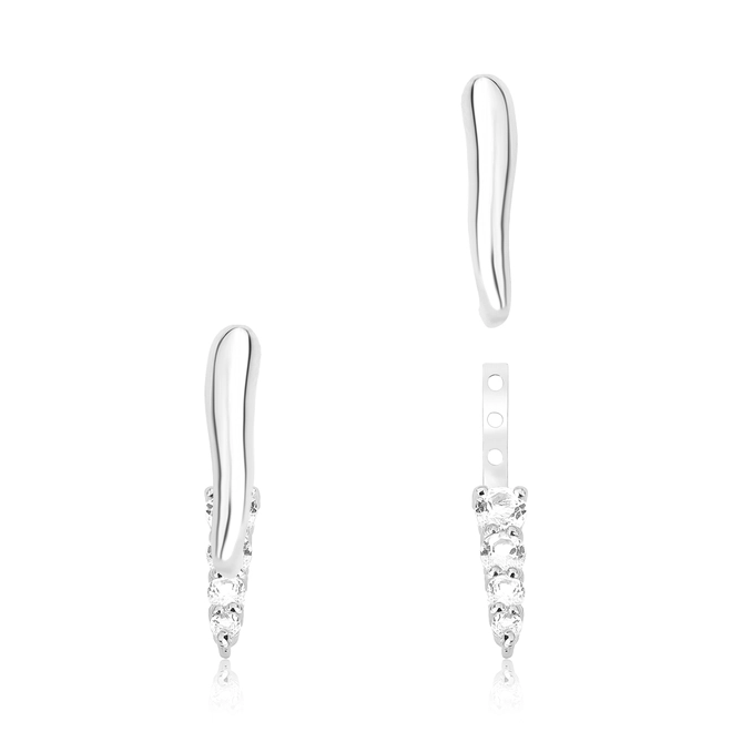 Brinco For me Organic Ear Jack prata 925 com gemas de Topázio branco 1