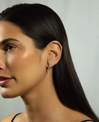 Brinco For me Organic Ear Jack prata 925 com gemas de Topázio branco