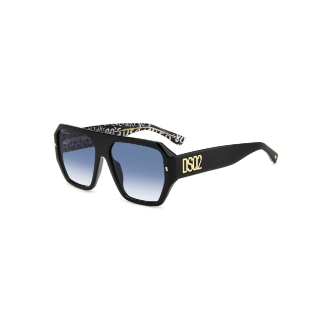 Óculos de Sol Dsquared2 D2 0128/S TAY 5808 Acetato Preto com lentes na cor Azul Degradê 1