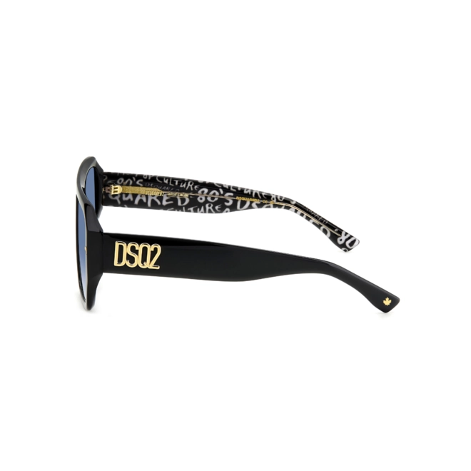 Óculos de Sol Dsquared2 D2 0128/S TAY 5808 Acetato Preto com lentes na cor Azul Degradê 4