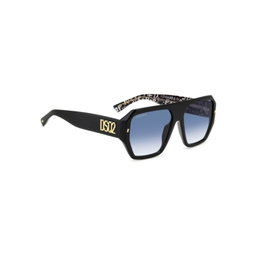 Óculos de Sol Dsquared2 D2 0128/S TAY 5808 Acetato Preto com lentes na cor Azul Degradê