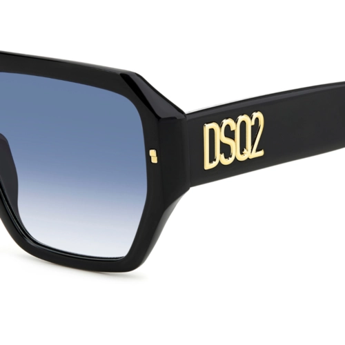 Óculos de Sol Dsquared2 D2 0128/S TAY 5808 Acetato Preto com lentes na cor Azul Degradê