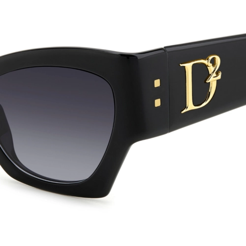 Óculos de Sol Dsquared2 D2 0132/S 807 559O Acetato Preto com lentes na cor Cinza Degradê