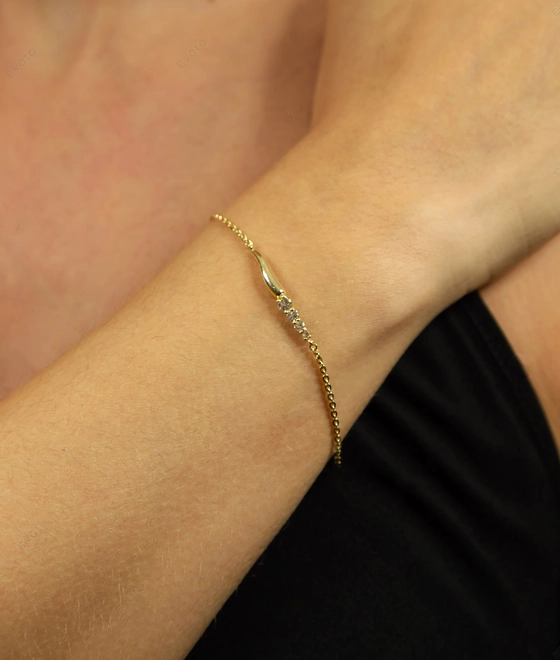 Pulseira For me Organic Bailarina prata 925 dourada com gemas Topázios brancos 2