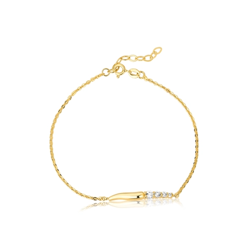 Pulseira For me Organic Bailarina prata 925 dourada com gemas Topázios brancos