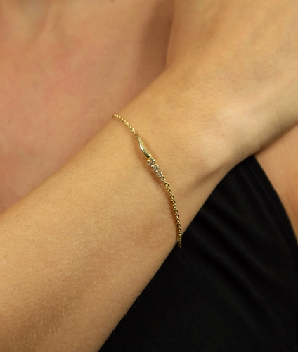 Pulseira For me Organic Bailarina prata 925 dourada com gemas Topázios brancos