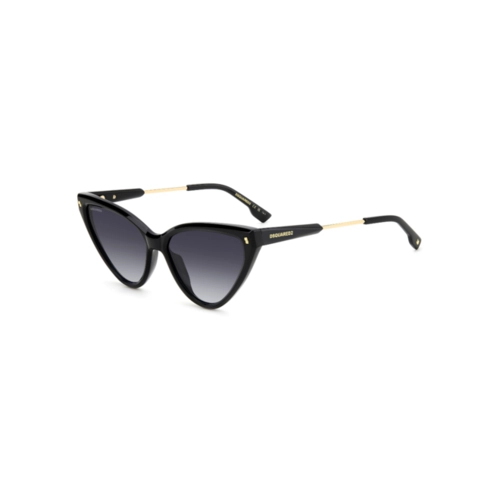 Óculos de Sol Dsquared2 D2 0134/S 807 589O Acetato Preto com lentes na cor Cinza Degradê