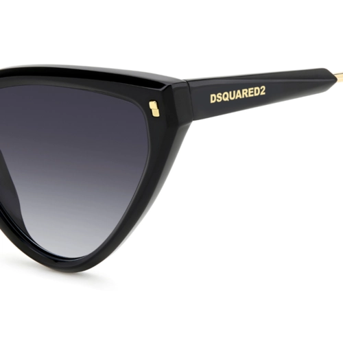Óculos de Sol Dsquared2 D2 0134/S 807 589O Acetato Preto com lentes na cor Cinza Degradê