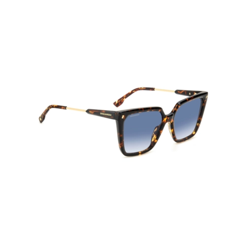 Óculos de Sol Dsquared2 D2 0135/S 086 5708 Acetato Marrom Mesclado com lentes na cor Azul Degradê