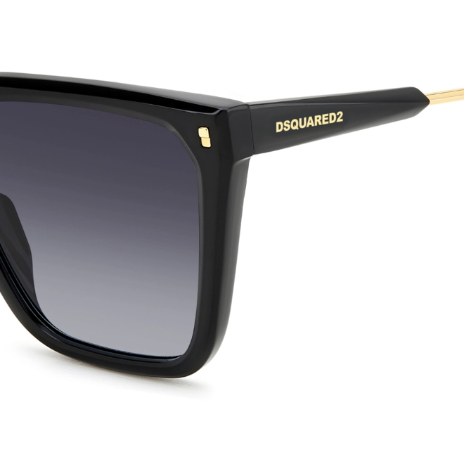 Óculos de Sol Dsquared2 D2 0135/S 807 579O Acetato Preto com lentes na cor Cinza Degradê 4