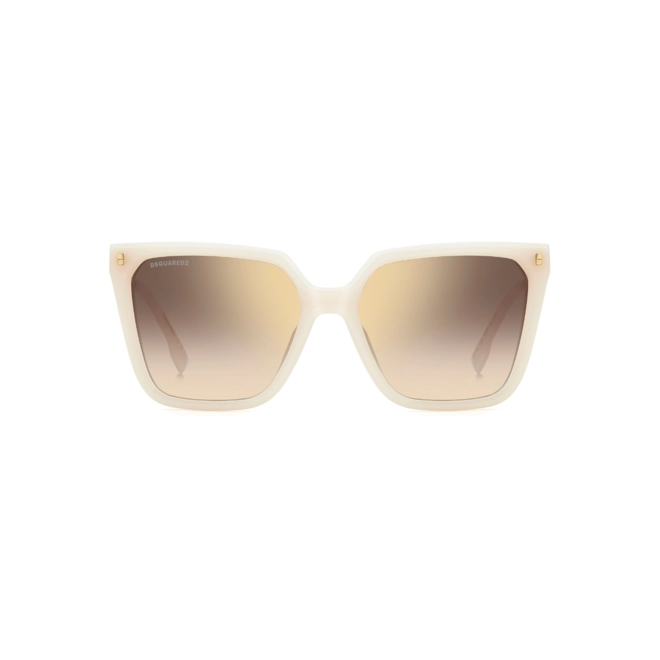 Óculos de Sol Dsquared2 D2 0135/S SZJ 57JL Acetato Marfim com lentes na cor Marrom e Dourado Degradê Espelhado 2
