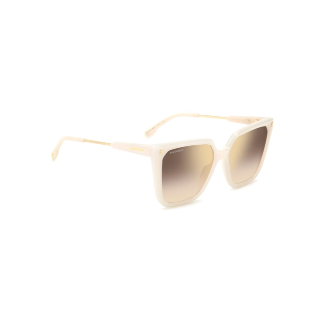 Óculos de Sol Dsquared2 D2 0135/S SZJ 57JL Acetato Marfim com lentes na cor Marrom e Dourado Degradê Espelhado 3