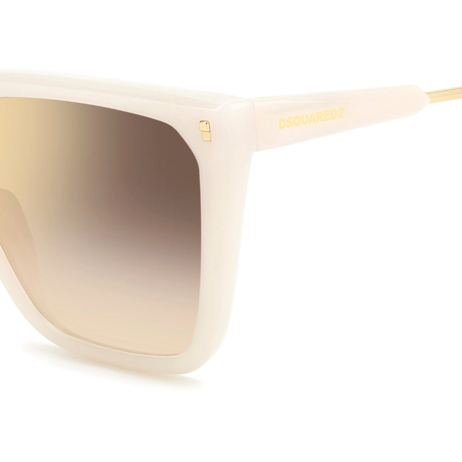 Óculos de Sol Dsquared2 D2 0135/S SZJ 57JL Acetato Marfim com lentes na cor Marrom e Dourado Degradê Espelhado 4